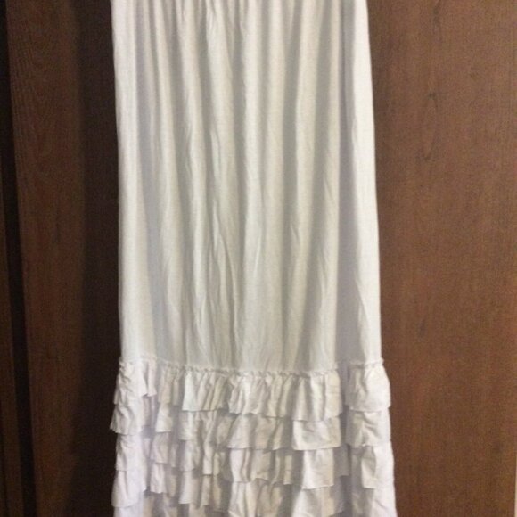 White Tiered Ruffled Maxi Slip Dress - Picture 1 of 2